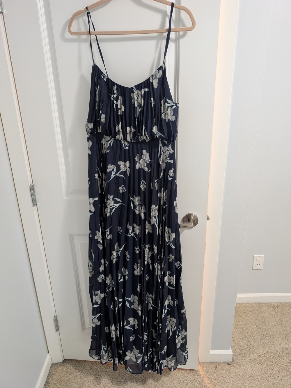 Memorable Night Navy Blue Floral Print Maxi Dress